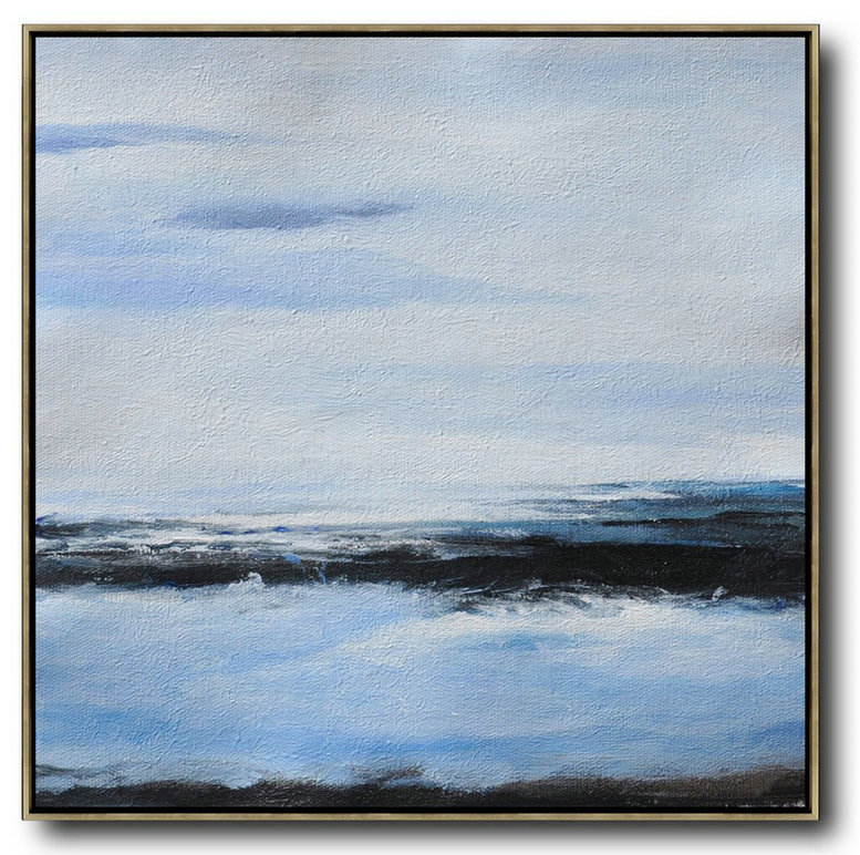 Extra Large Canvas Art,Oversized Abstract Landscape Painting,Art Work,White,Blue,Black.etc